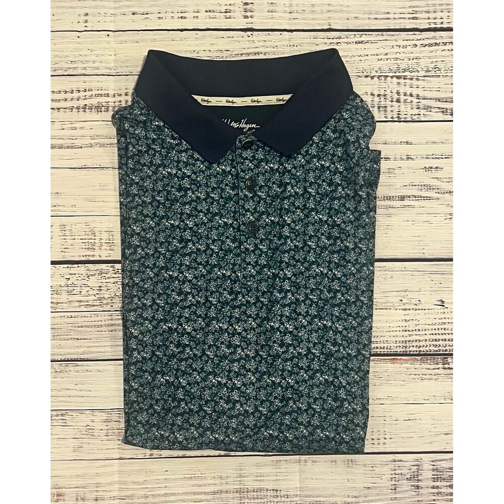Walter Hagen Performance 11 Golf Polo Shirt Mens XL Floral Ditsy Navy NWOT